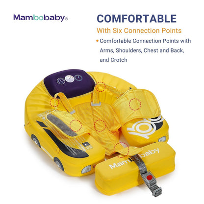 Diagram of the 6-point connection system on the Mambobaby™ Car Float for ultimate comfort and safety.