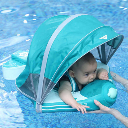 Mambobaby™ Airplane Float equipped with a high-density UPF 50+ canopy for maximum UV protection.
