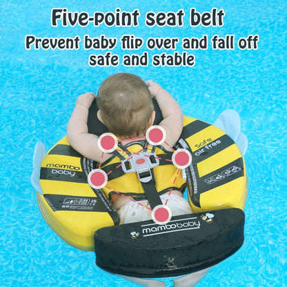 Close-up of the professional 5-point safety buckles on the Mambobaby™ Bee Float for child security.
