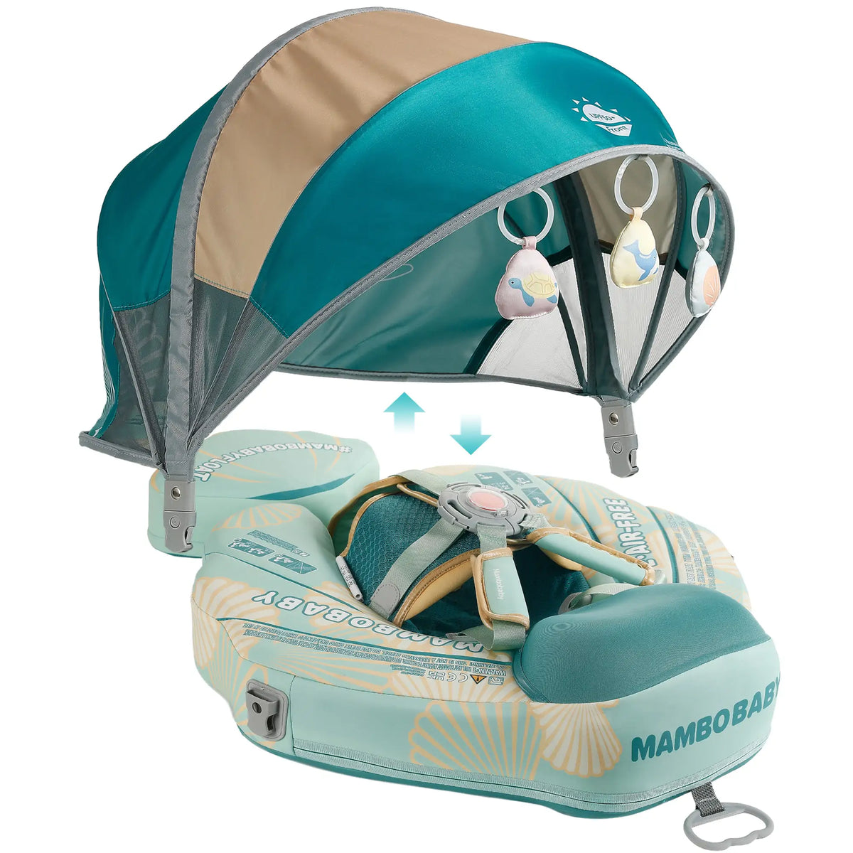 Close-up of the Mambobaby safety lock and unlock button, showing the secure child-proof mechanism for UK pool safety.