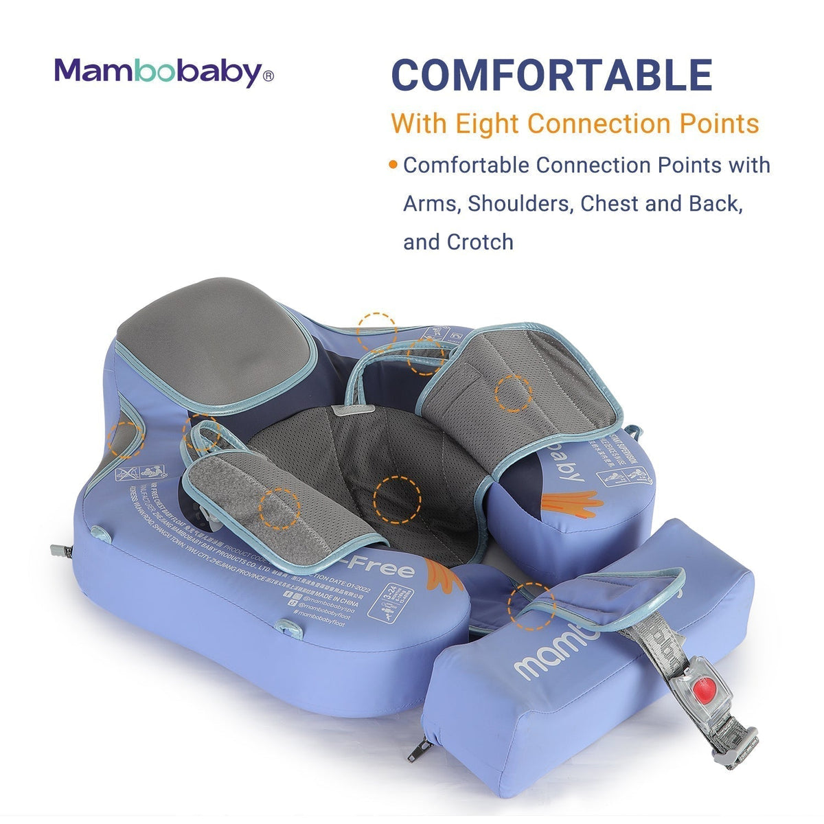 Detailed view of the Mambobaby™ professional safety lock and unlock button for child-proof security in the water.