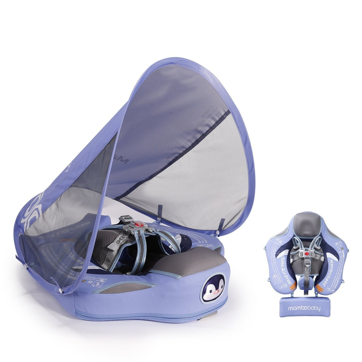 Removable UPF 50+ sun canopy for the Mambobaby™ Penguin Float, providing 98% UV protection for delicate skin.